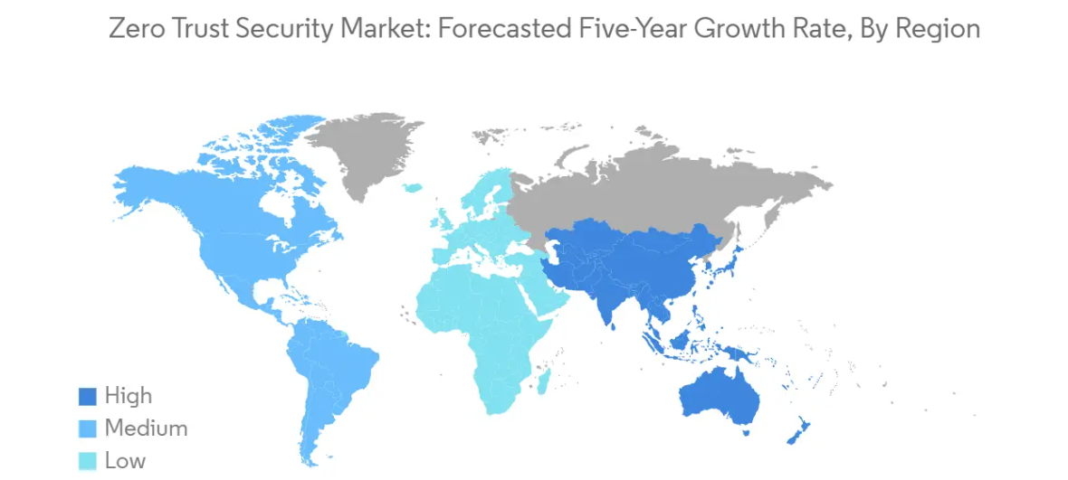 Market Analysis of Zero Trust Security Market: Forecasted Growth Rate by Region
